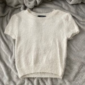FOREVER 21, White fuzzy shirt (slightly cropped)